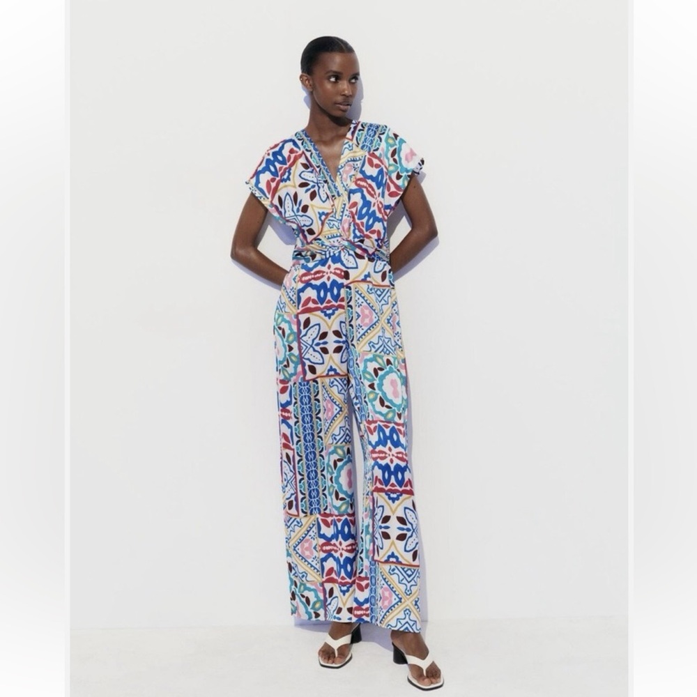 Zara Multicolor Printed Wide-Leg Pants